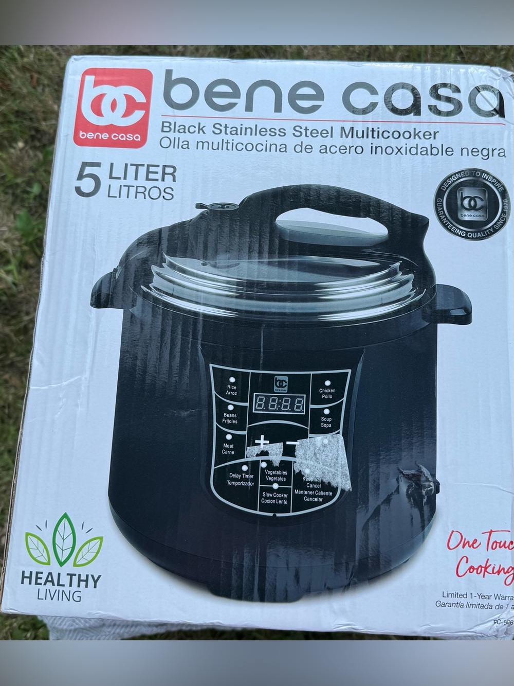 Bene Casa 5-Liter Black Stainless Steel Multicooker (small damage on box - New)